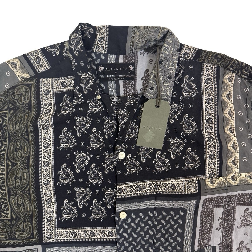 All Saints Paisley Bandana Yacutan Mens Short Sleeved Shirt Size XL NWT - Picture 3 of 6